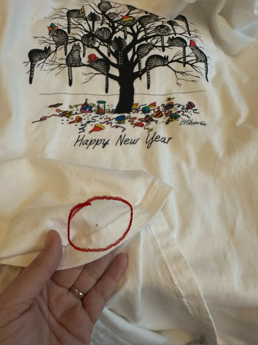 VTG 90s B Kilban Crazy Shirts Hawaii Happy New Year Cat T-Shirt Single Stitch XL - Picture 16 of 16